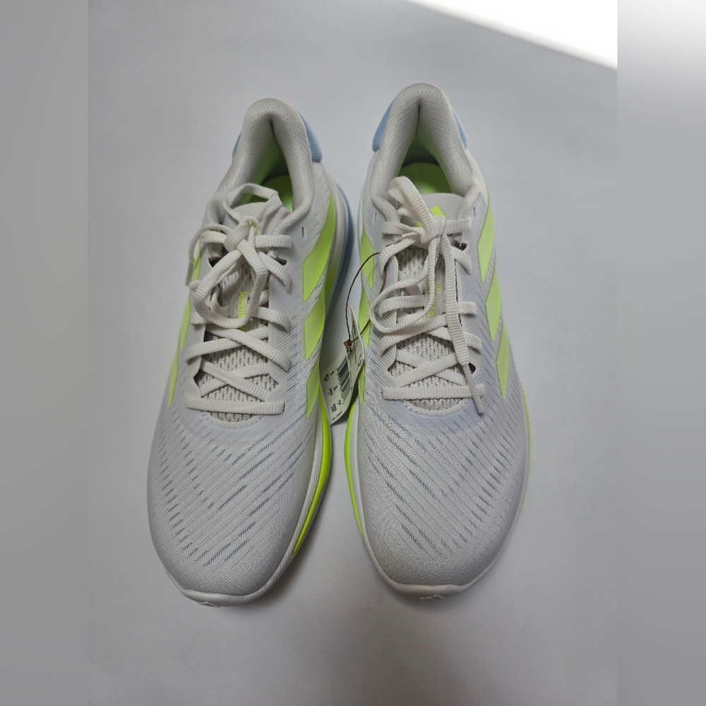 New Adidas Men 8.5 White and Neon Shoes